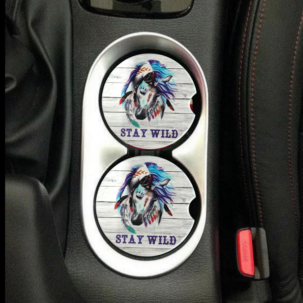 Stay Wild Sandstone Car Coaster