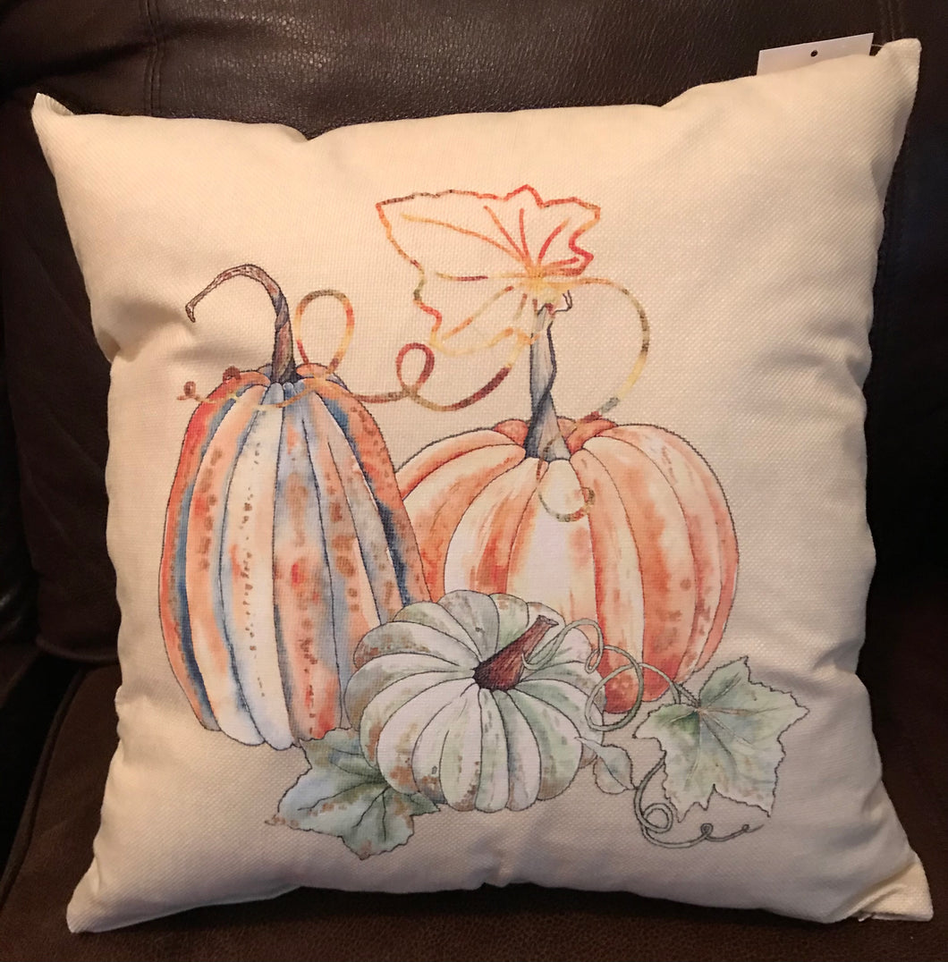 Light Water Color Pumpkins Pillow