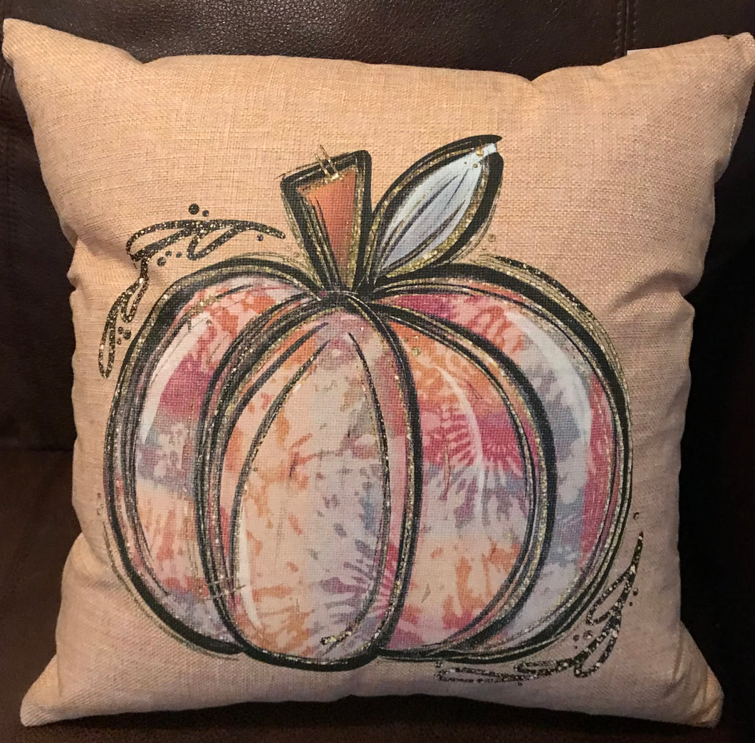 Fall Tie Dye Pumpkin Pillow