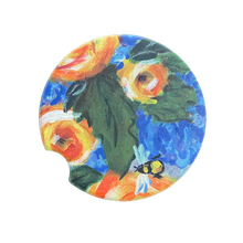 Load image into Gallery viewer, Floral/Bee Sandstone Car Coaster
