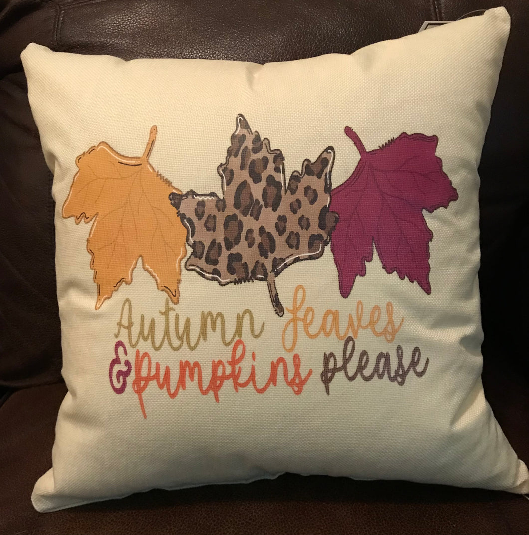 Autumn Leaves & Pumpkins Please Pillow